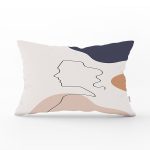 - Rh-Dik-8131-Gorsel1 - Realhomes Pastel Zemin Üzerinde Onedraw Çizimli Bayan Silüeti Dikdörtgen Yastık Kırlent Kılıfı Realhomes