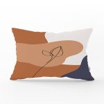 - Rh-Dik-8132-Gorsel1 - Realhomes Pastel Zemin Üzerinde Onedraw Çizimli Yaprak Motifli Dikdörtgen Yastık Kırlent Kılıfı Realhomes