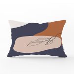 - Rh-Dik-8134-Gorsel1 - Realhomes Pastel Zemin Üzerinde Onedraw Çizimli Yaprak Desenli Dikdörtgen Yastık Kırlent Kılıfı Realhomes