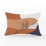 - Rh-Dik-8135-Gorsel1 - Realhomes  Pastel Zemin Üzerinde Onedraw Çizimli Yaprak Desenli Dikdörtgen Yastık Kırlent Kılıfı Realhomes