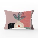 - Rh-Dik-8139-Gorsel1 - Realhomes Pastel Zemin Üzerinde Yaprak Desenli Dijital Baskılı Modern Dikdörtgen Yastık Kırlent Kılıfı Realhomes