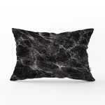 Siyah Zemin Üzerinde Mermer Desenli Dijital Baskılı Modern Dikdörtgen Yastık Kırlent Kılıfı Realhomes