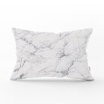 Beyaz Zemin Üzerinde Siyah Mermer Desenli Dikdörtgen Yastık Kırlent Kılıfı Realhomes