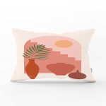 Pastel Zemin Üzerinde Güneş Desenli Dijital Baskılı Modern Dikdörtgen Yastık Kırlent Kılıfı Realhomes