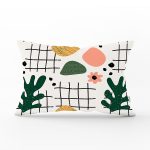 Beyaz Zemin Üzerinde Yaprak Desenli Dijital Baskılı Modern Dikdörtgen Yastık Kırlent Kılıfı Realhomes