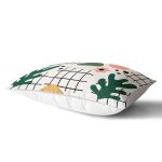 Beyaz Zemin Üzerinde Yaprak Desenli Dijital Baskılı Modern Dikdörtgen Yastık Kırlent Kılıfı Realhomes