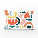 Beyaz Zeminli Geometrik Desenli Dijital Baskılı Modern Dikdörtgen Yastık Kırlent Kılıfı Realhomes