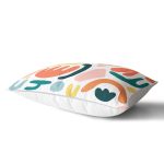 Beyaz Zeminli Geometrik Desenli Dijital Baskılı Modern Dikdörtgen Yastık Kırlent Kılıfı Realhomes