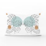 Beyaz Zemin Üzerinde Yaprak Desenli Dijital Baskılı Modern Dikdörtgen Yastık Kırlent Kılıfı Realhomes