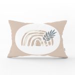 - Rh-Dik-8167-Gorsel1 - Realhomes Pastel Zemin Üzerinde Onedraw Çizimli Yaprak Desenli Dikdörtgen Yastık Kırlent Kılıfı Realhomes