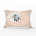 Pastel Zemin Üzerinde Yaprak Desenli Dijital Baskılı Modern Dikdörtgen Yastık Kırlent Kılıfı Realhomes