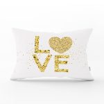 - Rh-Dik-8221-Gorsel1 - Realhomes Beyaz Zeminli Gold Renkli Love Yazılı Dijital Baskılı Modern Dikdörtgen Yastık Kırlent Kılıfı Realhomes