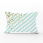 - Rh-Dik-8223-Gorsel1 - Realhomes Beyaz Zemin Üzerinde Renkli Yatay Çizgili Gold Detaylı Dikdörtgen Yastık Kırlent Kılıfı Realhomes