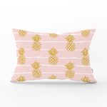 - Rh-Dik-8235-Gorsel1 - Realhomes Pastel Zemin Üzerinde Gold Renkli Anans Desenli Modern Dikdörtgen Yastık Kırlent Kılıfı Realhomes