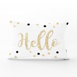 - Rh-Dik-8246-Gorsel1 - Realhomes Beyaz Zemin Üzerinde Gold Detaylı Hello Yazılı Modern Dikdörtgen Yastık Kırlent Kılıfı Realhomes
