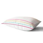 - Rh-Dik-8249-Gorsel2 - Realhomes  Beyaz Zemin Üzerinde Renkli Yatay Çizgili Gold Detaylı Dikdörtgen Yastık Kırlent Kılıfı Realhomes