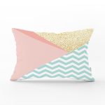 Beyaz Zemin Üzerinde Renkli Geometrik Desenli Dijital Baskılı Modern Dikdörtgen Yastık Kılıfı Realhomes