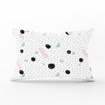 - Rh-Dik-8269-Gorsel1 - Realhomes Beyaz Zeminli Siyah Puantiye Desenli Dijital Baskılı Modern Dikdörtgen Yastık Kırlent Kılıfı Realhomes