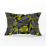 Siyah Zeminli Geometrik Desenli Dijital Baskılı Modern Dikdörtgen Yastık Kırlent Kılıfı Realhomes