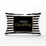- Rh-Dik-8287-Gorsel1 - Realhomes Beyaz Zemin Üzerinde Gold Yazılı Merry Christmas Modern Dikdörtgen Yastık Kırlent Kılıfı Realhomes