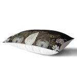 Siyah Zemin Üzerinde Gold Detaylı Yaprak Desenli Modern Dikdörtgen Yastık Kırlent Kılıfı Realhomes