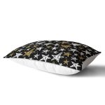 - Rh-Dik-8297-Gorsel2 - Realhomes Siyah Zemin Üzerinde Gold Detaylı Beyaz Yıldız Desenli Dikdörtgen Yastık Kırlent Kılıfı Realhomes