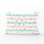 - Rh-Dik-8300-Gorsel1 - Realhomes Beyaz Zemin Üzerinde Renkli Yatay Çizgili Gold Detaylı Kartanesi Dikdörtgen Yastık Kılıfı Realhomes