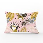 - Rh-Dik-8308-Gorsel1 - Realhomes Pastel Zemin Üzerinde Gold Detaylı Yaprak Desenli Modern Dikdörtgen Yastık Kırlent Kılıfı Realhomes