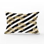 - Rh-Dik-8313-Gorsel1 - Realhomes Beyaz Zemin Üzerinde Gold Detaylı Yaprak Desenli Modern Dikdörtgen Yastık Kırlent Kılıfı Realhomes