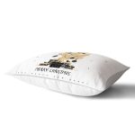 Beyaz Zemin Üzerinde Gold Detaylı Kaktüs Desenli Merry Christmas Dikdörtgen Yastık Kılıfı Realhomes