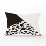 Renkli Zeminli Siyah Puantiye Desenli Dijital Baskılı Modern Dikdörtgen Yastık Kırlent Kılıfı Realhomes