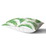 Beyaz Zemin Üzerinde Yeşil Yaprak Desenli Dikdörtgen Yastık Kırlent Kılıfı Realhomes