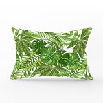 - Rh-Dik-8349-Gorsel1 - Realhomes Beyaz Zemin Üzerinde Yeşil Yaprak Desenli Dikdörtgen Yastık Kırlent Kılıfı Realhomes