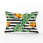 - Rh-Dik-8350-Gorsel1 - Realhomes Beyaz Zemin Üzerinde Yeşil Yaprak Desenli Dikdörtgen Yastık Kırlent Kılıfı Realhomes