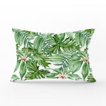 - Rh-Dik-8352-Gorsel1 - Realhomes Beyaz Zemin Üzerinde Yeşil Yaprak Desenli Dikdörtgen Yastık Kırlent Kılıfı Realhomes