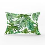 - Rh-Dik-8353-Gorsel1 - Realhomes Beyaz Zemin Üzerinde Yeşil Yaprak Desenli Dikdörtgen Yastık Kırlent Kılıfı Realhomes