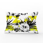 Beyaz Zemin Üzerinde Çiçek Desenli Dijital Baskılı Modern Dikdörtgen Yastık Kırlent Kılıfı Realhomes