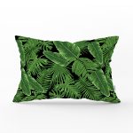 - Rh-Dik-8356-Gorsel1 - Realhomes Siyah Zemin Üzerinde Yeşil Yaprak Desenli Dikdörtgen Yastık Kırlent Kılıfı Realhomes