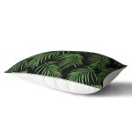 - Rh-Dik-8357-Gorsel2 - Realhomes Siyah Zemin Üzerinde Yeşil Yaprak Desenli Dikdörtgen Yastık Kırlent Kılıfı Realhomes