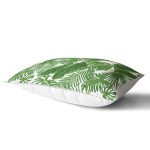 Beyaz Zemin Üzerinde Yeşil Yaprak Desenli Dikdörtgen Yastık Kırlent Kılıfı Realhomes