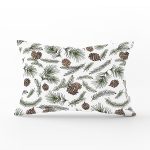 Beyaz Zeminli Renkli Kozalak Desenli Dijital Baskılı Modern Dikdörtgen Yastık Kırlent Kılıfı Realhomes