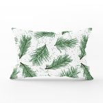- Rh-Dik-8376-Gorsel1 - Realhomes Beyaz Zeminli Yeşi Yaprak Desenli Dijital Baskılı Modern Dikdörtgen Yastık Kırlent Kılıfı Realhomes