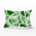 - Rh-Dik-8386-Gorsel1 - Realhomes Beyaz Zemin Üzerinde Yeşil Yaprak Desenli Dikdörtgen Yastık Kırlent Kılıfı Realhomes