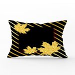 - Rh-Dik-8388-Gorsel1 - Realhomes Siyah Zemin Üzerinde Gold Detaylı Sonbahar Yaprak Desenli Dikdörtgen Yastık Kırlent Kılıfı Realhomes
