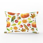 - Rh-Dik-8392-Gorsel1 - Realhomes Beyaz Zemin Üzerinde Kabak Desenli Dijital Baskılı Modern Dikdörtgen Yastık Kırlent Kılıfı Realhomes