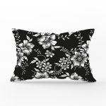 - Rh-Dik-8393-Gorsel1 - Realhomes Siyah Zemin Üzerinde Çiçek Desenli Dijital Baskılı Modern Dikdörtgen Yastık Kırlent Kılıfı Realhomes