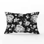 Siyah Zemin Üzerinde Çiçek Desenli Dijital Baskılı Modern Dikdörtgen Yastık Kırlent Kılıfı Realhomes