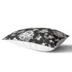 Siyah Zemin Üzerinde Çiçek Desenli Dijital Baskılı Modern Dikdörtgen Yastık Kırlent Kılıfı Realhomes