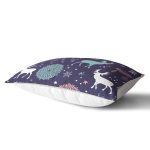 Renkli Zemin Üzerinde Geyik Desenli Dijital Baskılı Modern Dikdörtgen Yastık Kırlent Kılıfı Realhomes