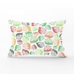 - Rh-Dik-8410-Gorsel1 - Realhomes Beyaz Zemin Üzerinde Renkli Sonbahar Yaprak Desenli Dikdörtgen Yastık Kırlent Kılıfı Realhomes